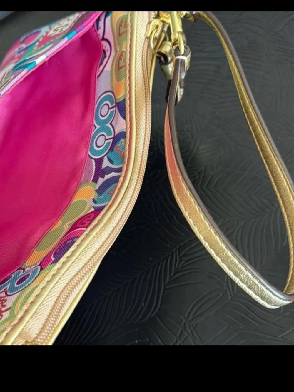 Coach Poppy Pop C Large Wristlet In Signature Canvas